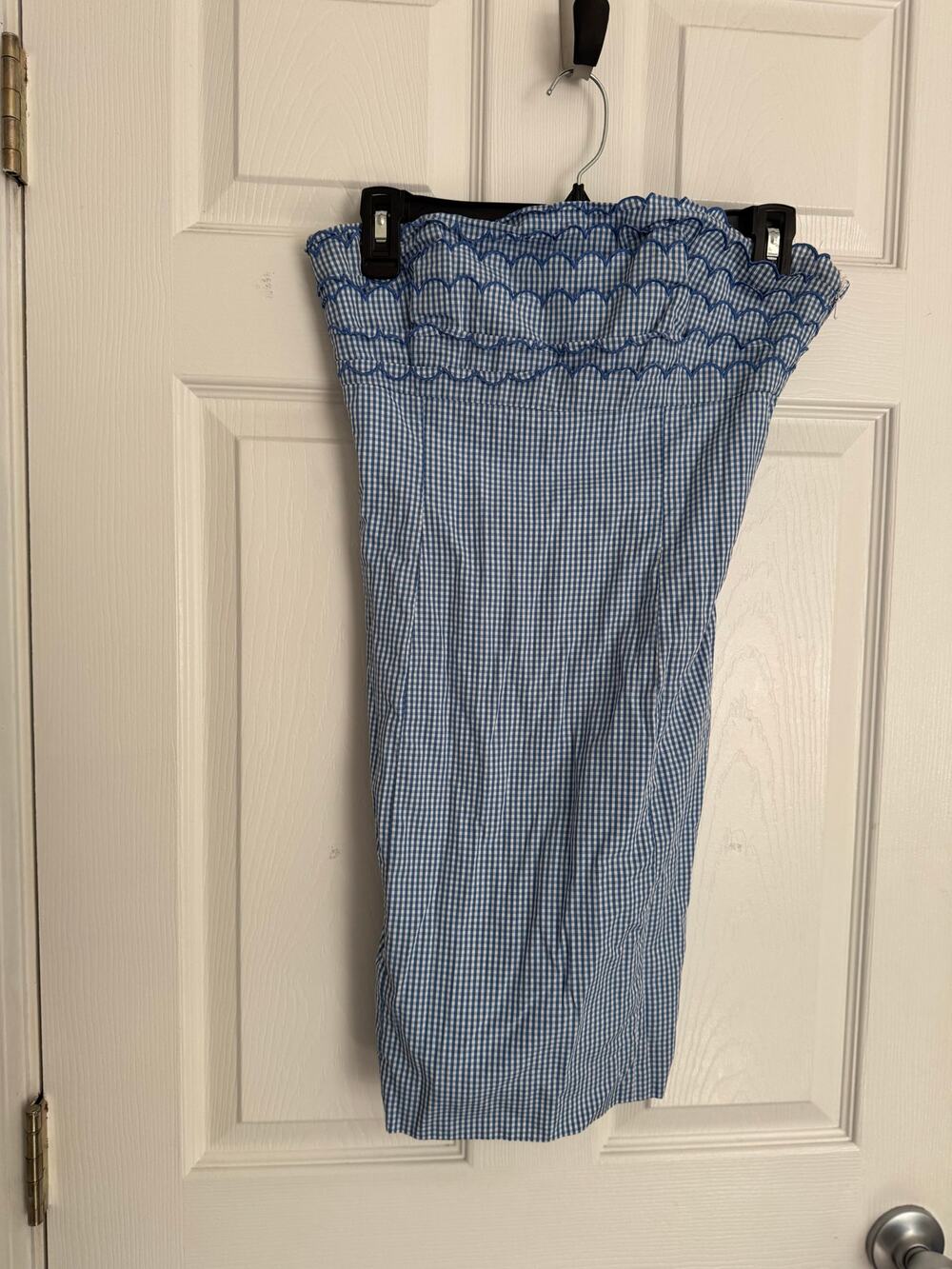 Lilly Pulitzer Cotton Blue and white Checkered Mini Dress Scalloped Detail Sz 02